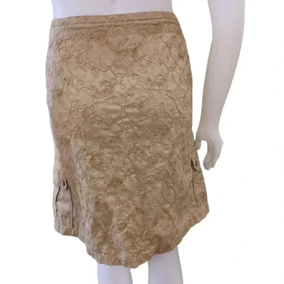 Woolrich Vintage Tan Floral  Adjustable Mid Length Cargo Skirt Size 12 - Picture 3 of 7